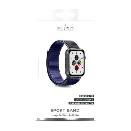 PURO Nylon - Řemínek pro Apple Watch 42/44/45 mm (Námořnická modrá/černá)