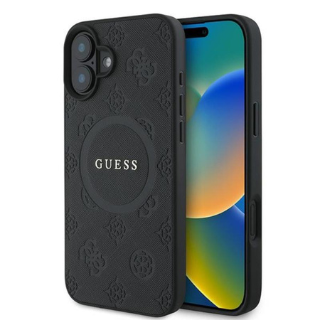 Guess Saffiano Peony Classic Logo MagSafe - iPhone 16 Plus Case (black)
