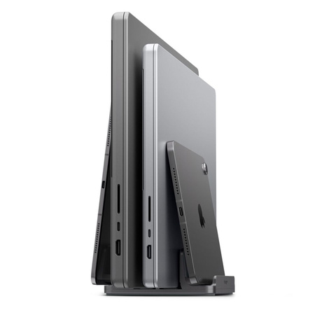 Spigen LD208S4 Vertical Laptop Stand – Aluminum Organizer/Stand for 4 Devices (Space Gray)