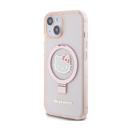 Hello Kitty Ring Stand Glitter Electrop Logo MagSafe - iPhone 15 / 14 / 13 Case (pink)