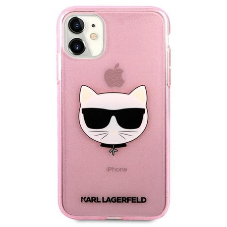 Karl Lagerfeld Choupette Head Glitter - Coque iPhone 11 (rose)