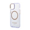 Guess Gold Outline Transluzentes MagSafe - Hülle für iPhone 14 (Violett)