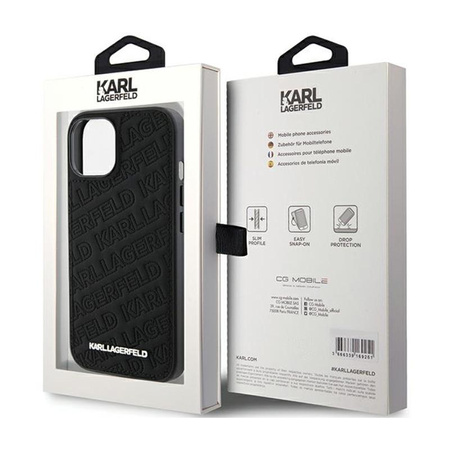 Karl Lagerfeld Quilted K Pattern - iPhone 15 Tasche (Schwarz)