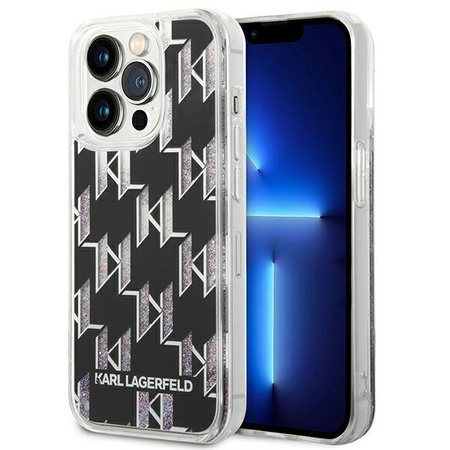 Karl Lagerfeld Monogram Liquid Glitter - iPhone 14 Pro Max Tasche (schwarz)