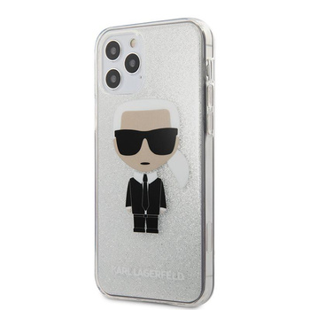 Karl Lagerfeld Iconik Glitter - iPhone 12 / iPhone 12 Pro Tasche (silber)