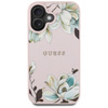 Guess MagSafe - Tasche mit genarbtem Blumenmuster für iPhone 16 (rosa)
