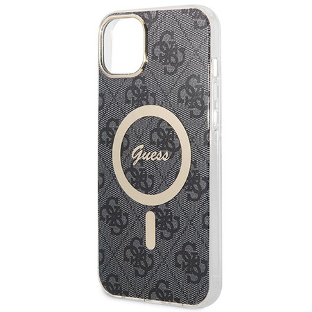 Guess Bundle Pack MagSafe 4G - Set of case for iPhone 14 + MagSafe charger (Black/Gold)
