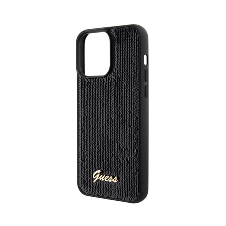 Guess Sequin Script Metal - Tasche für iPhone 15 Pro Max (Schwarz)