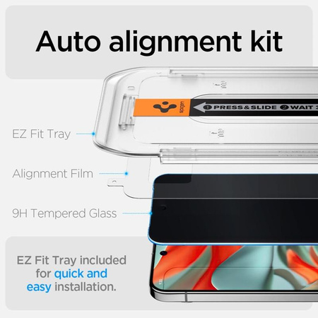 Spigen GLAS.TR EZ FIT Privacy 2-Pack - Tempered Glass with Privacy Filter for Google Pixel 9 Pro XL (2 pcs)