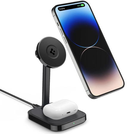 Spigen PF2100 ArcField - Chargeur sans fil 2-en-1 pour iPhone et AirPods 7,5 W (Noir)