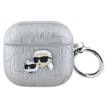 Karl Lagerfeld Monogram Karl & Choupette Head - pouzdro na AirPods 4 (stříbrné)