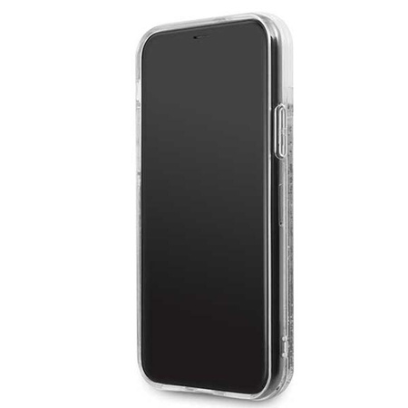 Guess Liquid Glitter Hearts - iPhone 11 tok (ezüst)