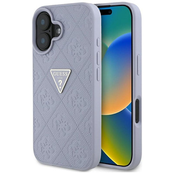 Guess Hot Stamp 4G Pattern Triangle Metal Logo - Coque pour iPhone 16 (violet)