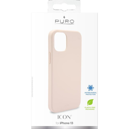 PURO ICON Cover - iPhone 13 Case with Antimicrobial Protection (Sand Pink)