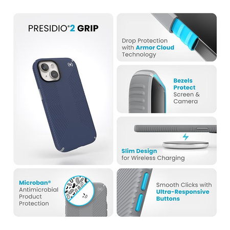 ETUI PANCERNE SPECK DO IPHONE 13 | 14 | 15 | 16E, Niebieskie, Wytrzymałe