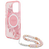 Guess IML Flowers With Pearl Strap MagSafe - Case for iPhone 16 Pro Max (Pink)