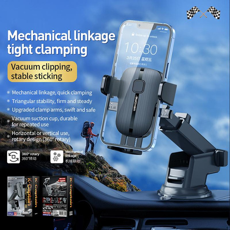 WEKOME WA-S55 K Captain Series - Mechanical car mount for phone 4.7"- 7.2" (Black)