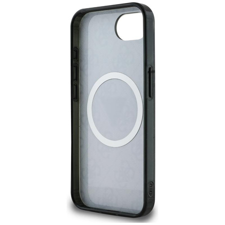 Guess IML Metal Glitter 4G Circle Triangle MagSafe - Etui do iPhone 16e (czarny)