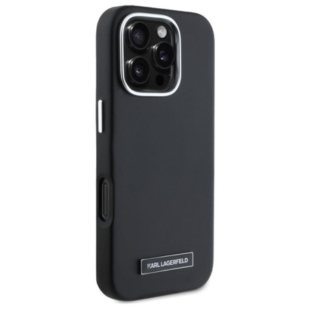 Karl Lagerfeld FW Metal Plate MagSafe - Hülle für iPhone 16 Pro (schwarz)