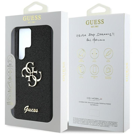 Guess Fixed Glitter Big 4G Metal Logo - pouzdro pro Samsung Galaxy S25 Ultra (černé)