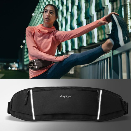 Spigen A710 Dynamic Shield Waist Bag - Sportliche Bauchtasche / Hüfttasche für Smartphones bis zu 6.9" (Schwarz)