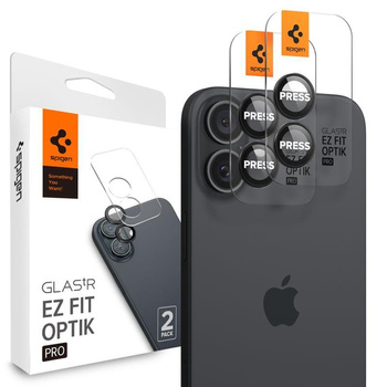 Spigen Optik Pro GLAS.TR EZ Fit Camera Protector 2-Pack - Lens Protector for iPhone 17 / 16 / 16 Plus (2 pcs) (Black)
