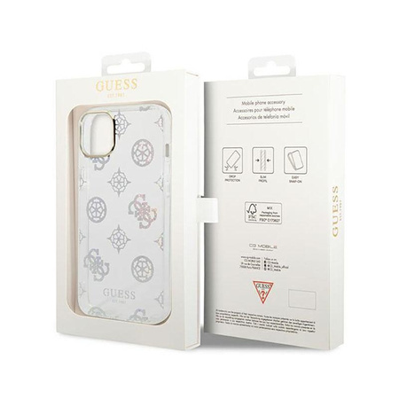 Pouzdro Guess Peony Glitter - iPhone 14 Plus (průhledné)