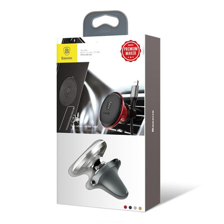 Baseus Magnetic Air Vent - Magnetic car mount for grille with clip for 2 cables (silver/black)