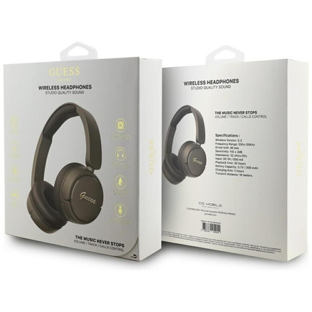 SŁUCHAWKI BEZPRZEWODOWE GUESS NAUSZNE, z Mikrofonem, Bluetooth V5.3, Brązowe
