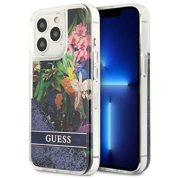 Guess Liquid Glitter Flower - iPhone 13 Pro Case (blue)