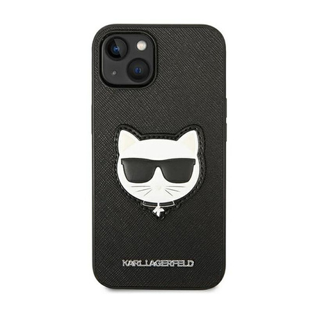 Karl Lagerfeld Saffiano Choupette Head Patch Case - Hülle für iPhone 14 Plus (Schwarz)