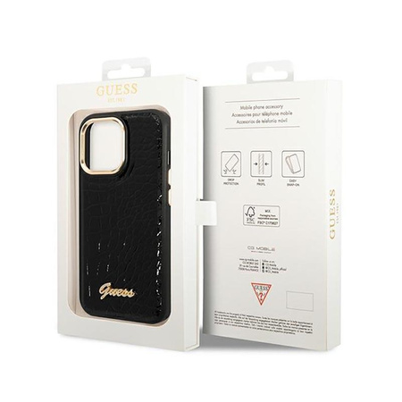 Guess Kroko Kollektion - iPhone 14 Pro Tasche (schwarz)
