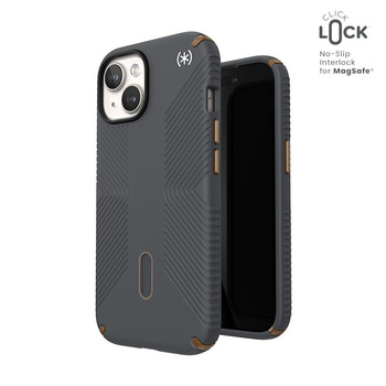 Speck Presidio2 Grip ClickLock & MagSafe - pouzdro pro iPhone 16e / iPhone 15 / iPhone 14 / iPhone 13 (Charcoal Grey/Cool Bronze)