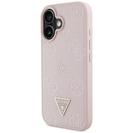 Guess Grained Hot Stamp Peony Triangle Logo MagSafe - Case for iPhone 16 (pink)