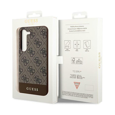 Guess 4G Bottom Stripe Metal Logo Collection - pouzdro pro Samsung Galaxy S24+ (hnědé)