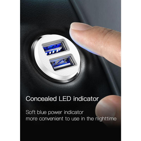 Baseus Grain - Car charger 2 x USB, 5 V / 3.1 A (white)