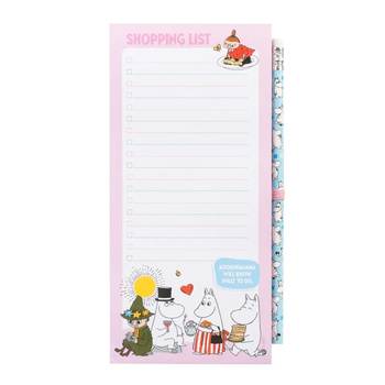 Moomins - Quaderno magnetico / lista della spesa per il frigorifero + matita (10 x 21 cm)