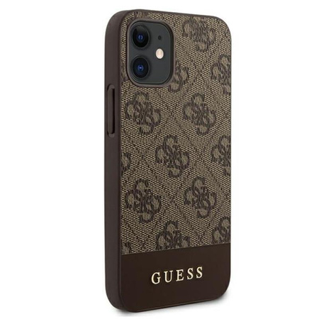 Guess 4G Bottom Stripe Collection - pouzdro pro iPhone 12 mini (hnědé)