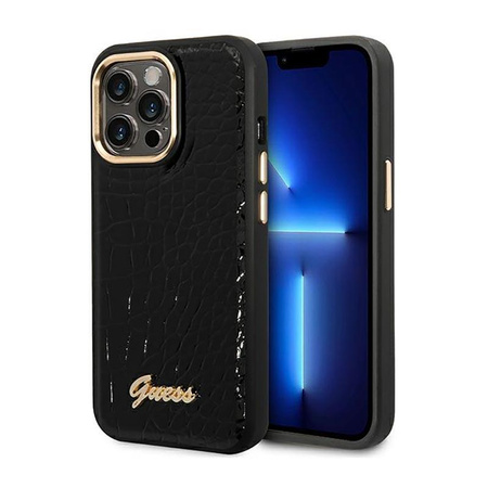 Guess Croco Collection - pouzdro pro iPhone 14 Pro Max (černé)