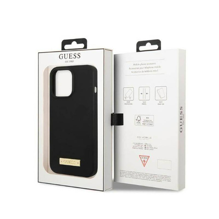 Guess GUHMP13XSPLK iPhone 13 Pro Max 6,7" czarny/black hard case Silicone Logo Plate MagSafe