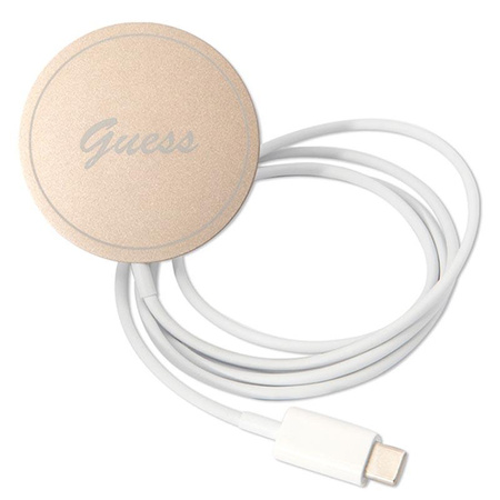 Guess Bundle Pack MagSafe 4G - Set aus hülle für iPhone 14 Plus + MagSafe Ladegerät (Schwarz/Gold)