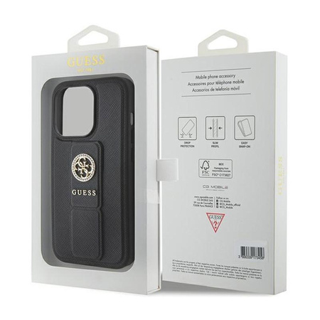 Guess Grip Stand 4G Saffiano Strass Logo - iPhone 15 Pro Max Case (black)