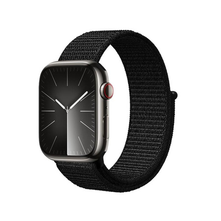 Crong Nylon Reflex - Sportszíj Apple Watch 38/40/41/42 mm-hez (Fekete)