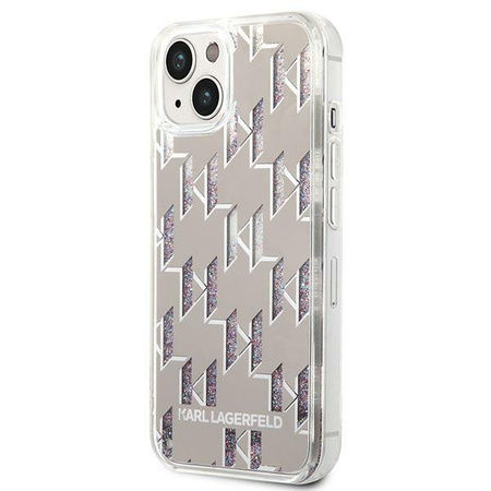 Karl Lagerfeld Monogram Liquid Glitter - Hülle für iPhone 14 Plus (Silber)