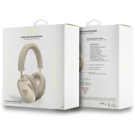 SŁUCHAWKI BEZPRZEWODOWE GUESS NAUSZNE, z Mikrofonem, Bluetooth V5.3, Złote