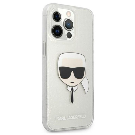 Karl Lagerfeld Karl's Head Glitter - iPhone 13 Pro tok (ezüst)