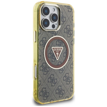 Guess IML Metal Glitter 4G Circle Triangle MagSafe - Case for iPhone 16 Pro (brown)