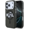 Karl Lagerfeld IML Glitter Karl & Choupette Sketch Logo MagSafe - Custodia per iPhone 17 Pro (Nero)