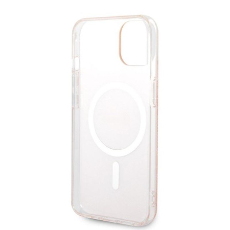 Guess Bundle Pack MagSafe 4G - Étui MagSafe pour iPhone 14 + chargeur (rose/doré)