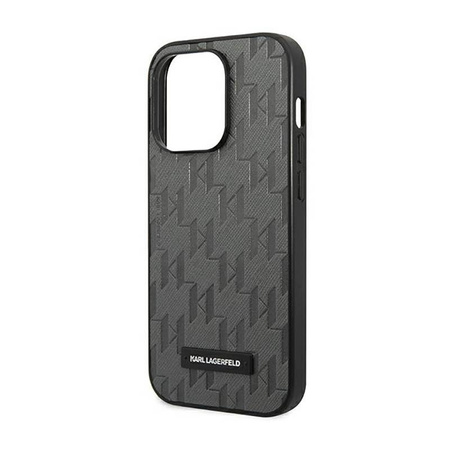 Karl Lagerfeld Saffiano Mono Metal Logo - pouzdro pro iPhone 14 Pro (šedé)